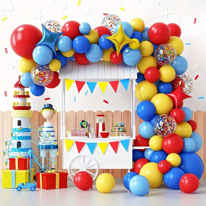 120pcs Clown Theme Red Yellow Sequin Balloons Birthday Party Decoration