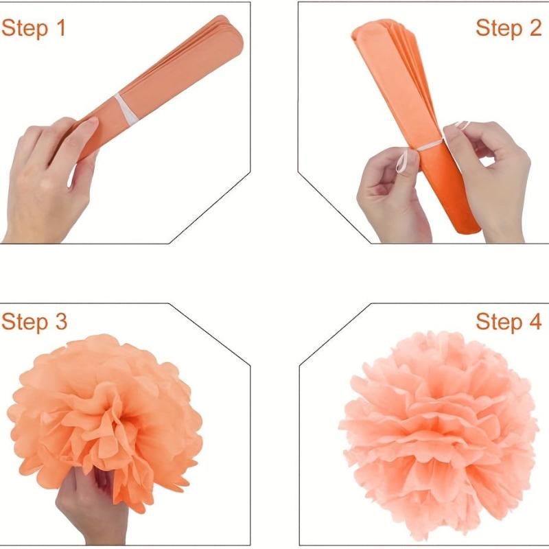 15pcs Green Paper Flower Pompom Balls And Lanterns Set