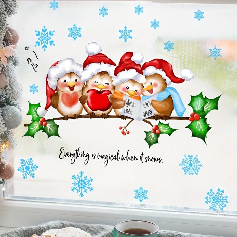 Christmas Party Branch Animal Snowflake Christmas Tree Wall Sticker