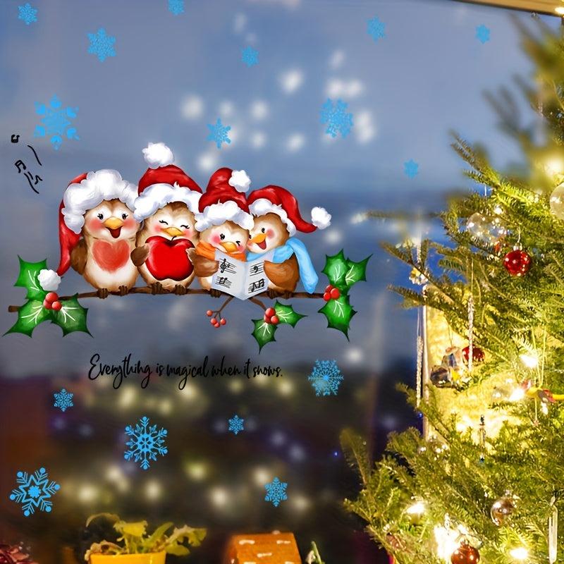 Christmas Party Branch Animal Snowflake Christmas Tree Wall Sticker