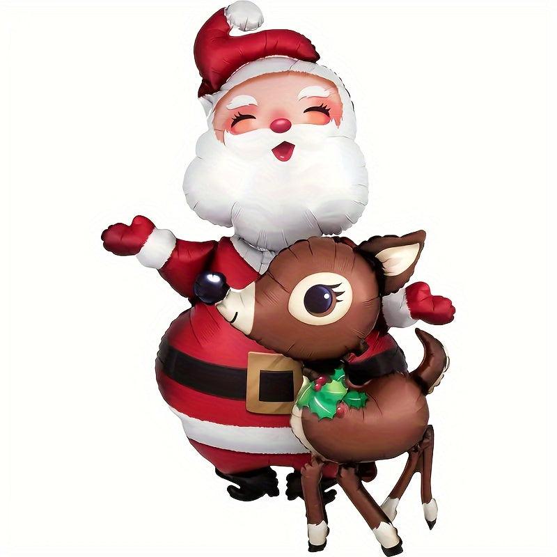 2pcs Santa Reindeer Foil Balloons Christmas Party Decorations Inflatable Toys