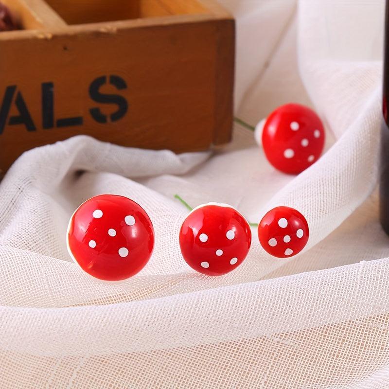 9pcs Mini Foam Red Simulated Mushroom DIY Landscape Bonsai Decor