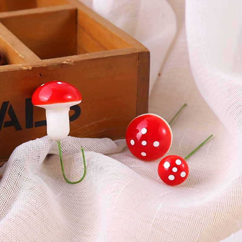 9pcs Mini Foam Red Simulated Mushroom DIY Landscape Bonsai Decor