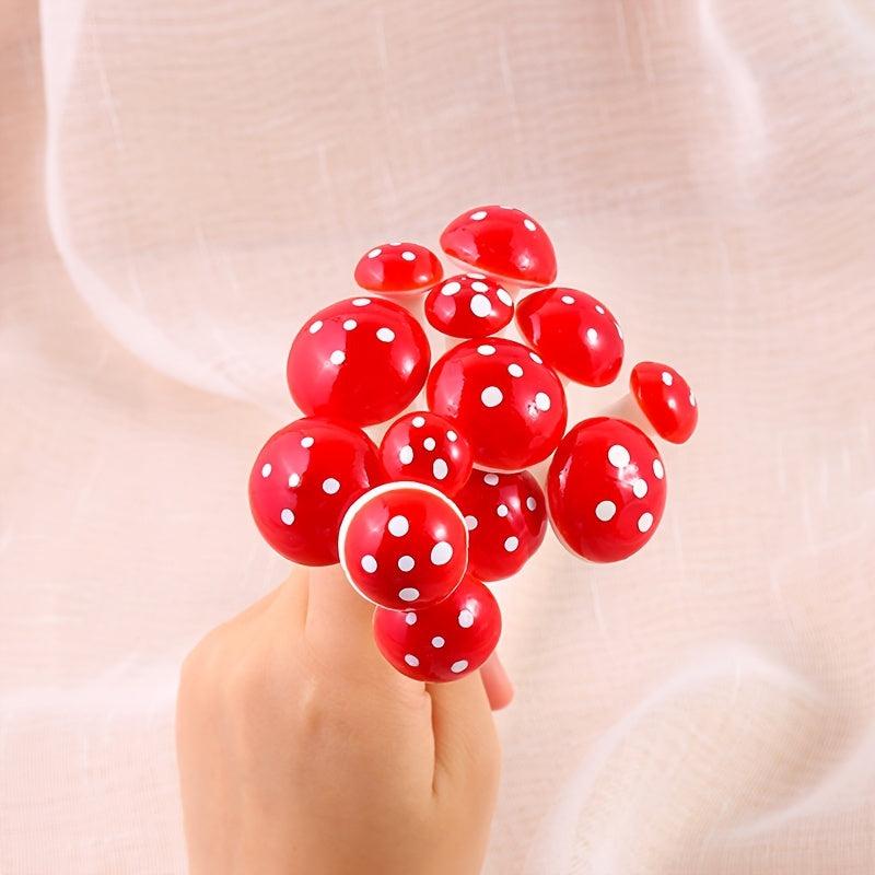 9pcs Mini Foam Red Simulated Mushroom DIY Landscape Bonsai Decor