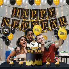52pcs Happy Year Decoration Kit & Golden Year Party Supplies Set