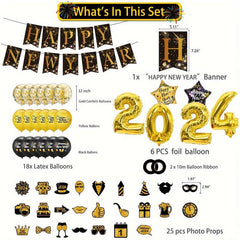 52pcs Happy Year Decoration Kit & Golden Year Party Supplies Set