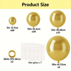 129pcs Latex Balloons in Various Colors with Ribbons and Glue