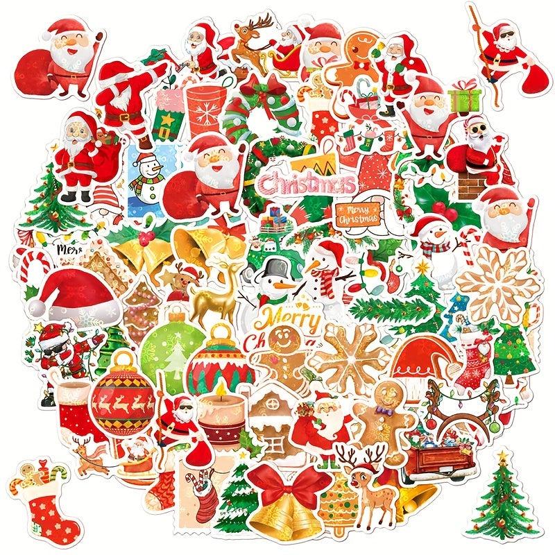 100pcs Glittery Laser Christmas Stickers - Christmas Party Decoration