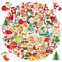 100pcs Glittery Laser Christmas Stickers - Christmas Party Decoration