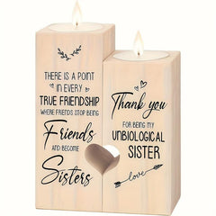 Printed Wooden Candlestick - Sister Friendship Gift