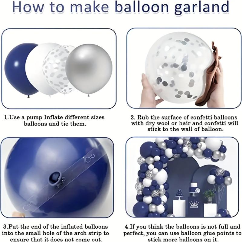Navy Silvery Balloons Arch Kit - Graduation Rugby Wedding Birthday