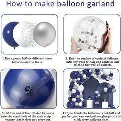 Navy Silvery Balloons Arch Kit - Graduation Rugby Wedding Birthday