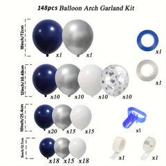 Navy Silvery Balloons Arch Kit - Graduation Rugby Wedding Birthday