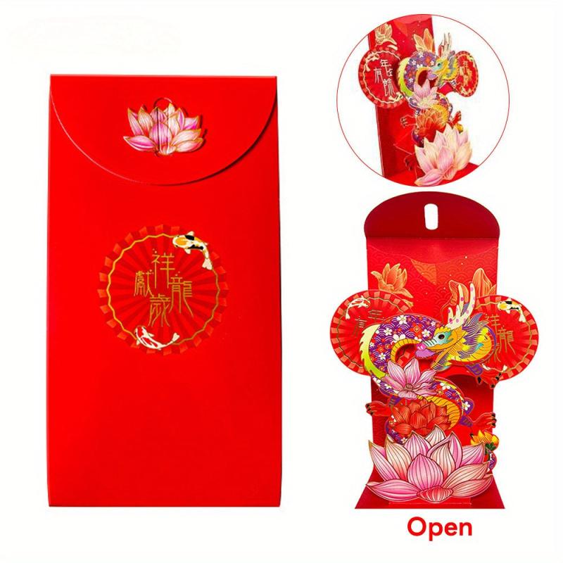 3D Dragon Year Red Pocket Envelope Spring Lucky Money Blessing Pocket