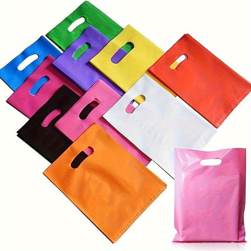 50pcs Colorful Plastic Party Gift Bags with Handles - Bulk Birthday Party Packs