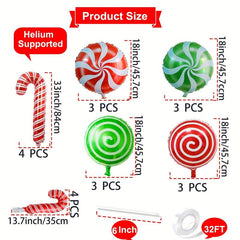 20pcs Holiday Candy Set - Scroll, Windmill, Cane Shape for Christmas & Birthdays