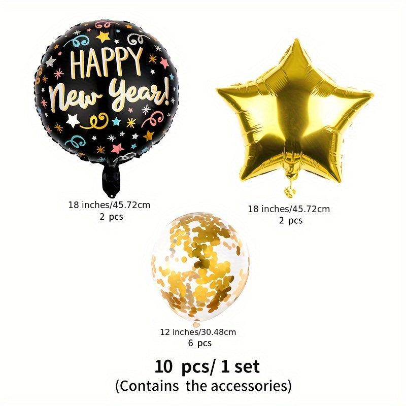 10pcs Christmas Party Balloon Golden Pentagram Aluminum Film Balloon