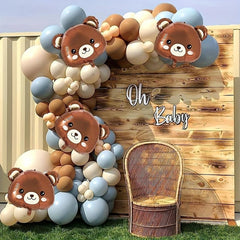 159pcs Bear Balloon Set Brown Coffee Latex Balloon Chain For Birthday Party