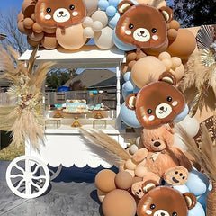 159pcs Bear Balloon Set Brown Coffee Latex Balloon Chain For Birthday Party