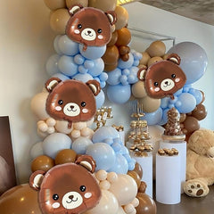 159pcs Bear Balloon Set Brown Coffee Latex Balloon Chain For Birthday Party