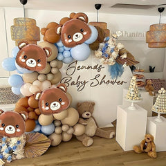 159pcs Bear Balloon Set Brown Coffee Latex Balloon Chain For Birthday Party