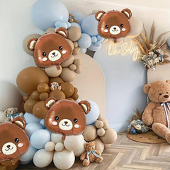 159pcs Bear Balloon Set Brown Coffee Latex Balloon Chain For Birthday Party