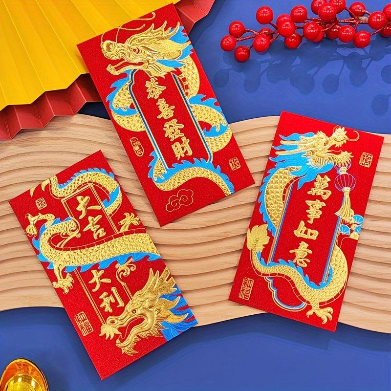 6pcs Dragon Red Envelopes Lucky Money Packets