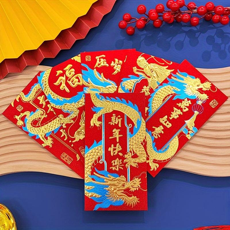 6pcs Dragon Red Envelopes Lucky Money Packets