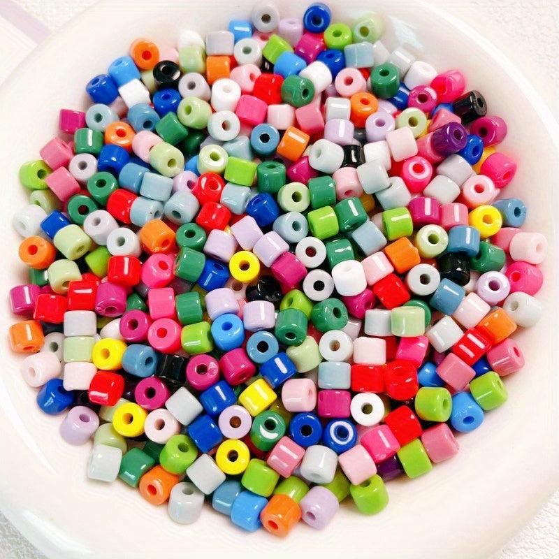 50pcs Gradient Solid Barrel Beads 6mm Cylindrical Mobile Phone Chain DIY Jewelry