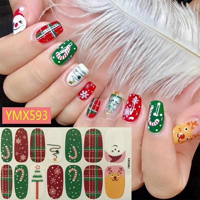 10pcs Christmas Nail Stickers For Women Girls Manicure Accessories