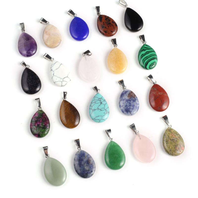 10pcs Natural Stone Drop Pendant Set for Jewelry Making DIY Necklace
