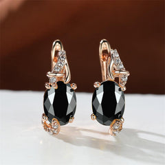 Golden Oval Cut Red Pink Stone Drop Earrings Anniversary Claw Jewelry