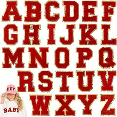 26pcs English Flash Letter A Polyester Iron-on Patches for Clothes Hats Bags DIY