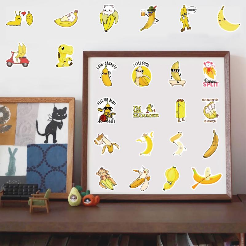 60 Banana Waterproof Stickers for Water Bottles Laptop Luggage Cup
