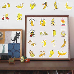 60 Banana Waterproof Stickers for Water Bottles Laptop Luggage Cup