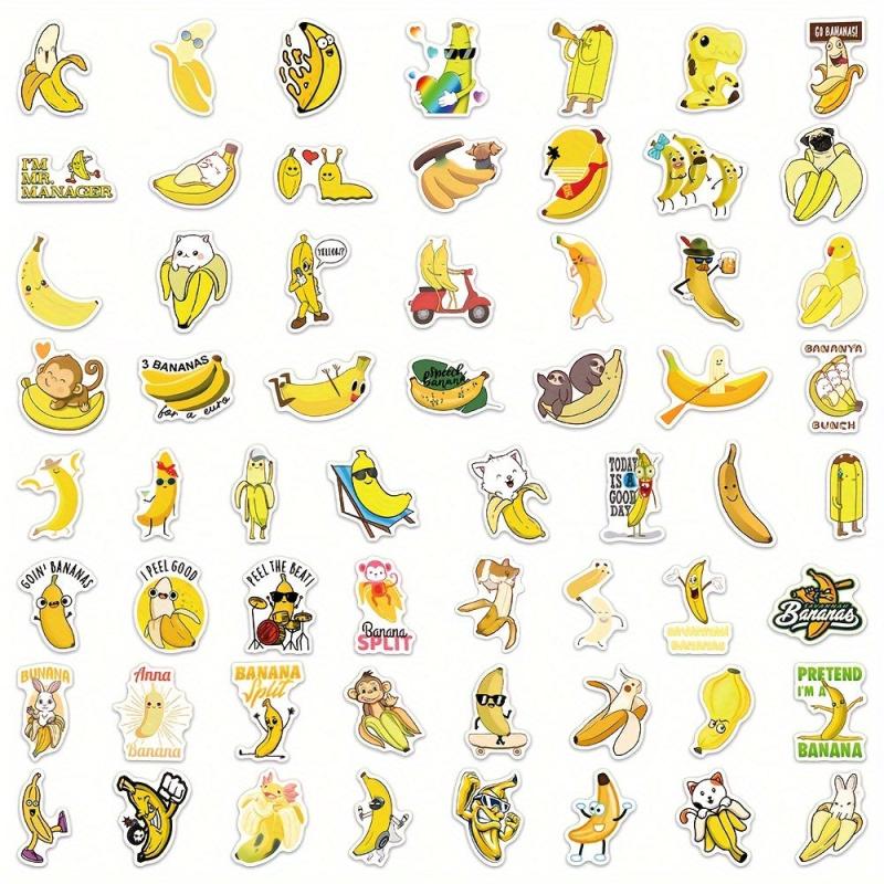 60 Banana Waterproof Stickers for Water Bottles Laptop Luggage Cup