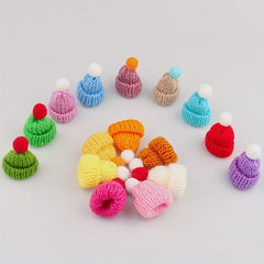 10pcs Mini Beanie Hats Finger Milk Tea Shop DIY Props Christmas Lollipop Caps