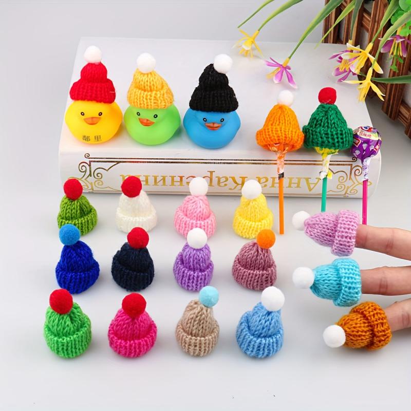 10pcs Mini Beanie Hats Finger Milk Tea Shop DIY Props Christmas Lollipop Caps