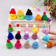 10pcs Mini Beanie Hats Finger Milk Tea Shop DIY Props Christmas Lollipop Caps