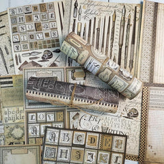 Vintage Alphabet Stamps Set w/ Inks, Pens & Papers - DIY Scrapbook Crafts