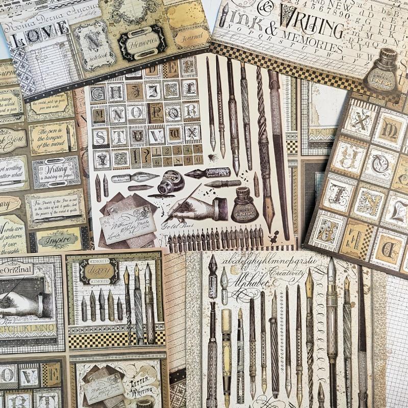Vintage Alphabet Stamps Set w/ Inks, Pens & Papers - DIY Scrapbook Crafts