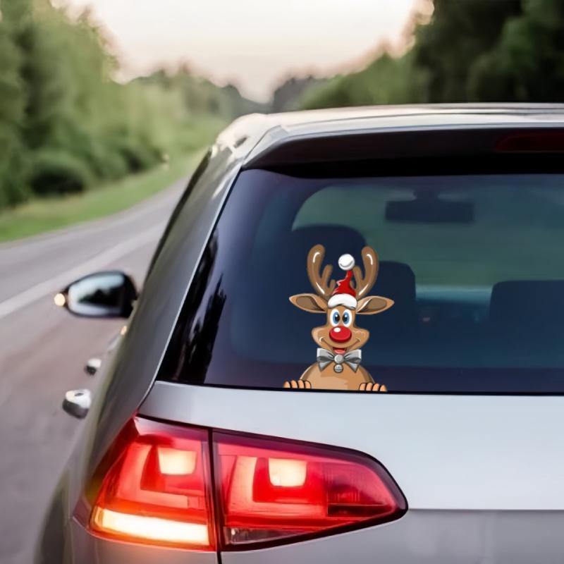 Christmas Car Decals - Santa, Reindeer & Snowman - Window Bumper Stickers