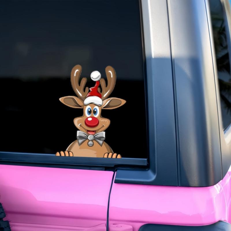 Christmas Car Decals - Santa, Reindeer & Snowman - Window Bumper Stickers