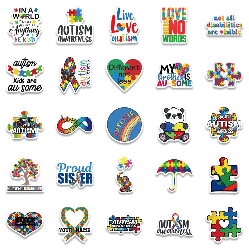 50pcs Cartoon Care Awareness Stickers for Teens and Adults