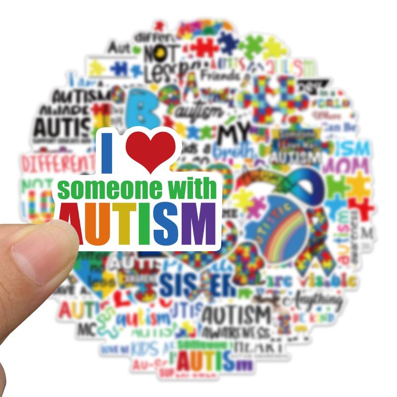 50pcs Cartoon Care Awareness Stickers for Teens and Adults