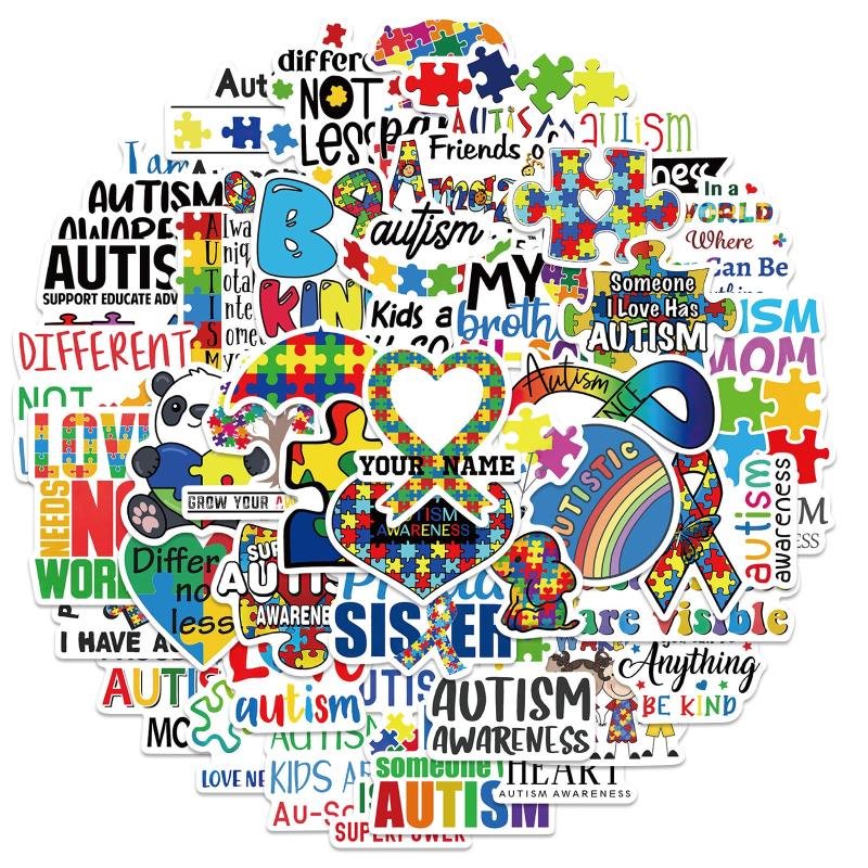 50pcs Cartoon Care Awareness Stickers for Teens and Adults