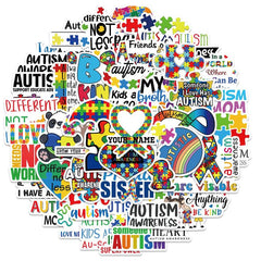50pcs Cartoon Care Awareness Stickers for Teens and Adults