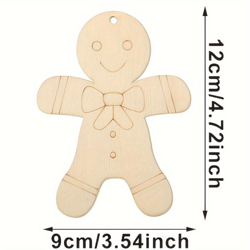 10pcs Gingerbread Men Wood Chip Blanks for DIY Hand-painted Crafts