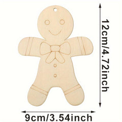 10pcs Gingerbread Men Wood Chip Blanks for DIY Hand-painted Crafts