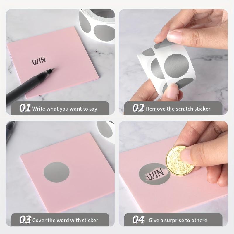 300pcs Silvery Scratch Off Stickers 2 Round Circle Scratch Off Labels